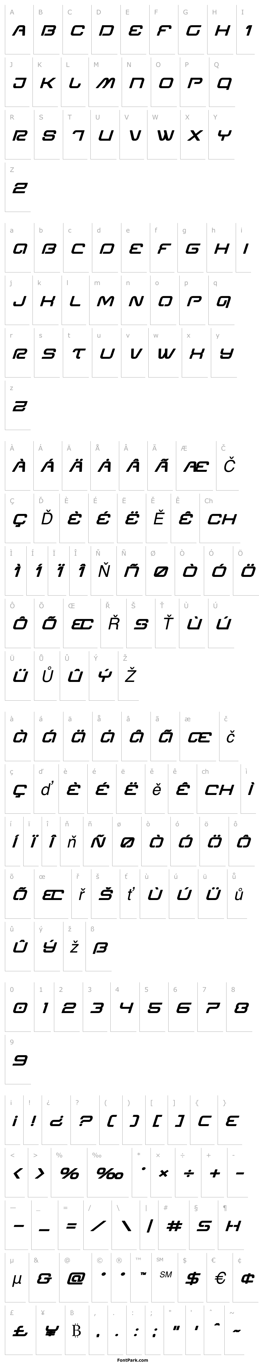 Přehled Miracle Mercury Bold Expanded Italic