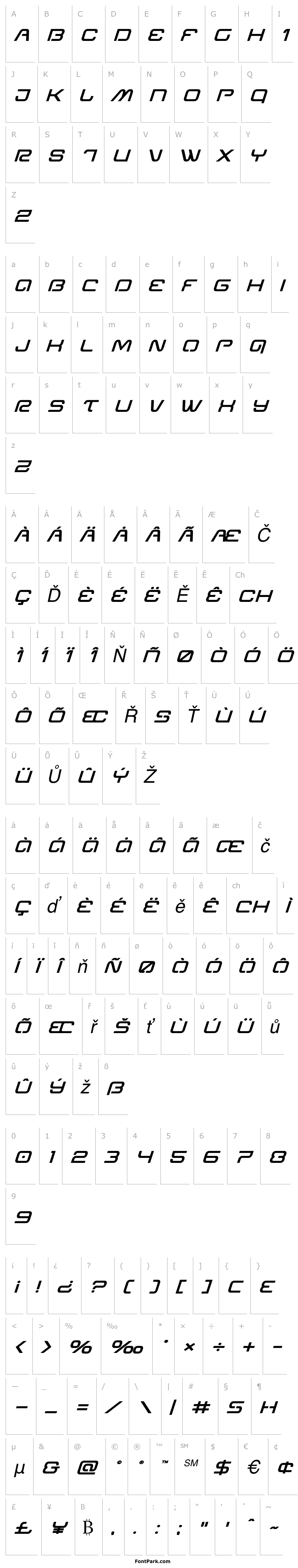 Přehled Miracle Mercury Semi-Bold Expanded Italic