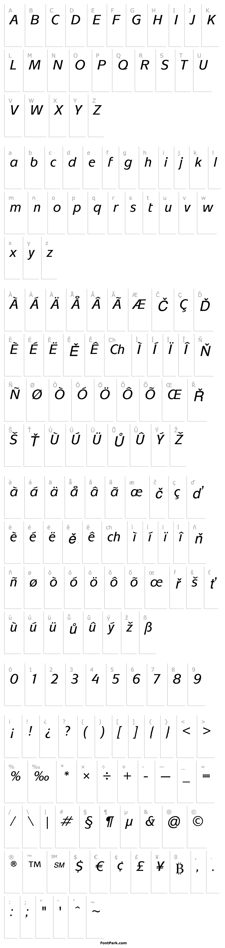 Přehled Mixage ITC Std Medium Italic