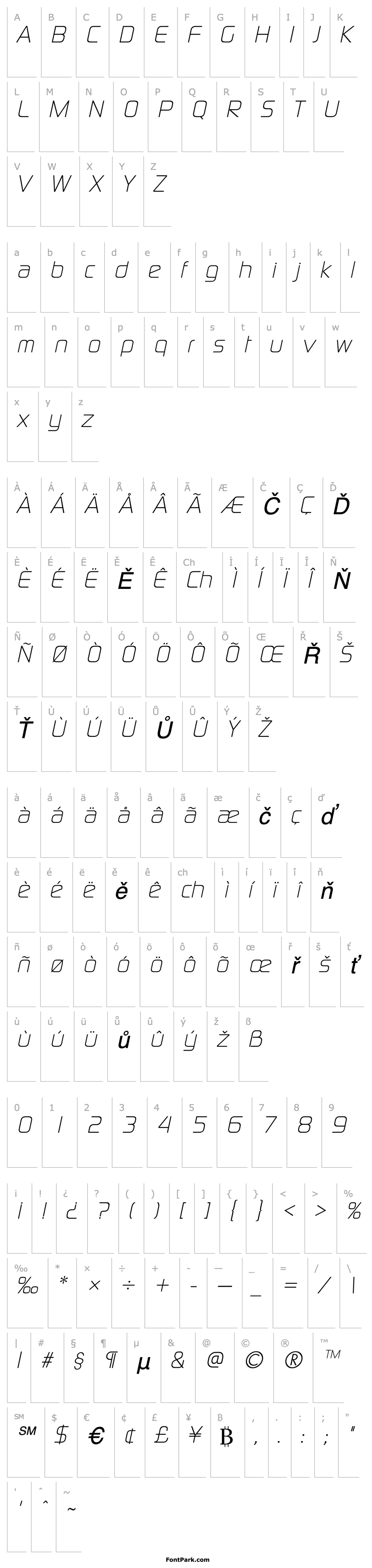 Přehled ModaerneLight Italic