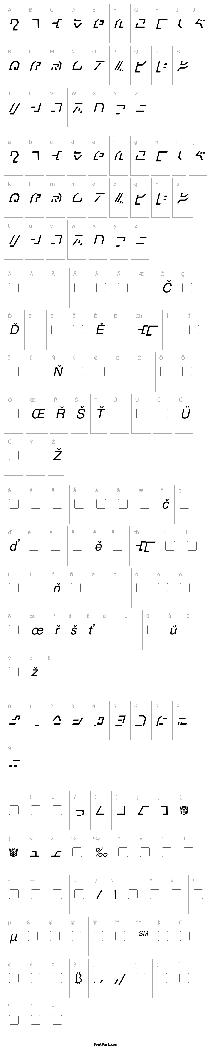 Přehled Modern Cybertronic Italic