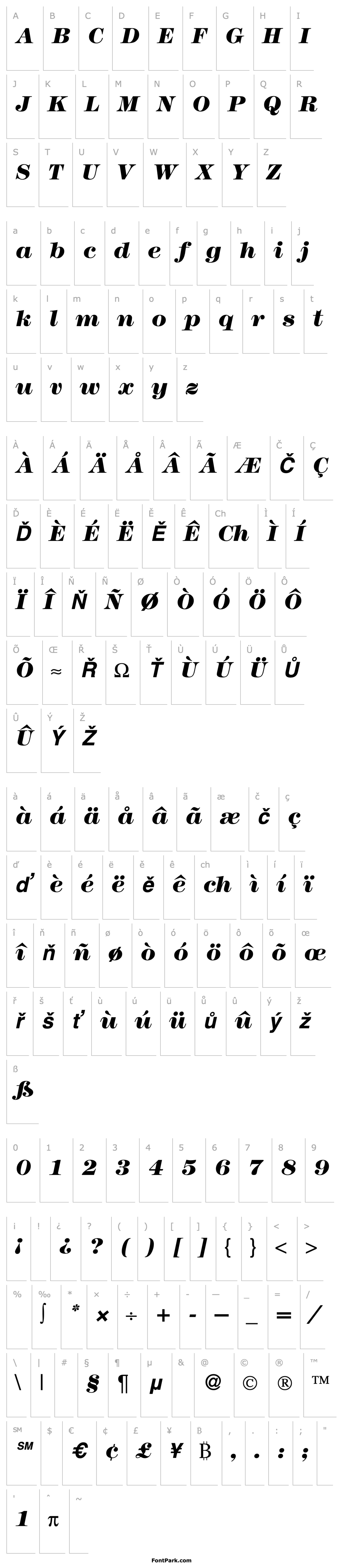 Přehled Modern438Heavy-RegularItalic