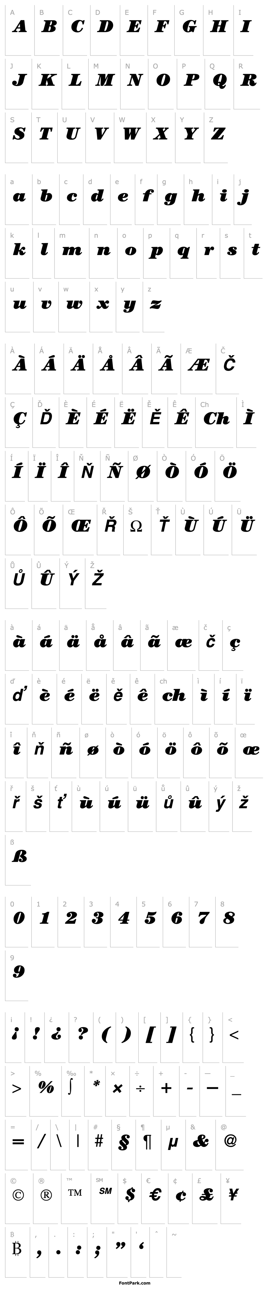 Přehled ModernCenturyHeavy-RegularItalic