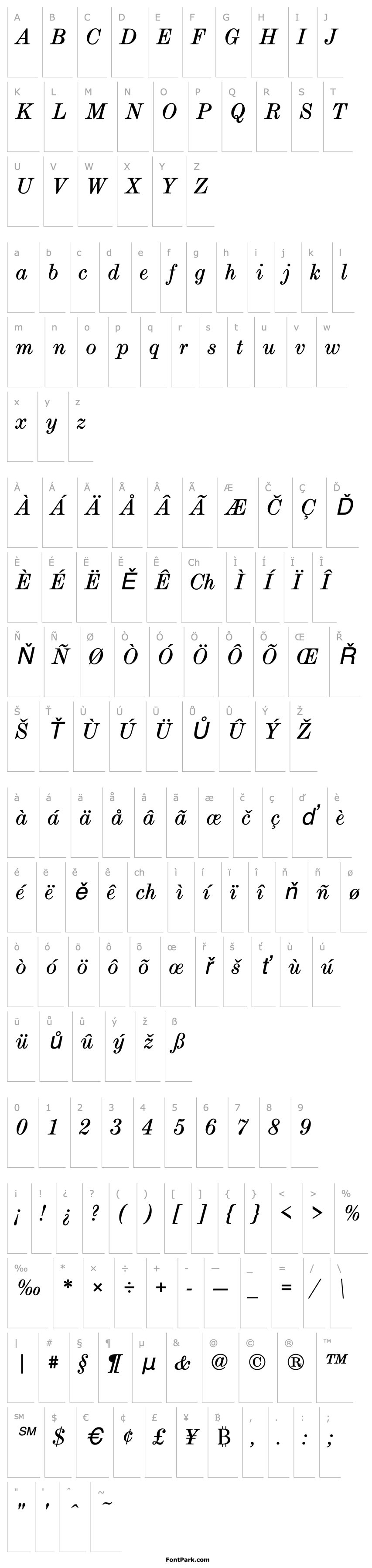 Overview ModernExtT Italic