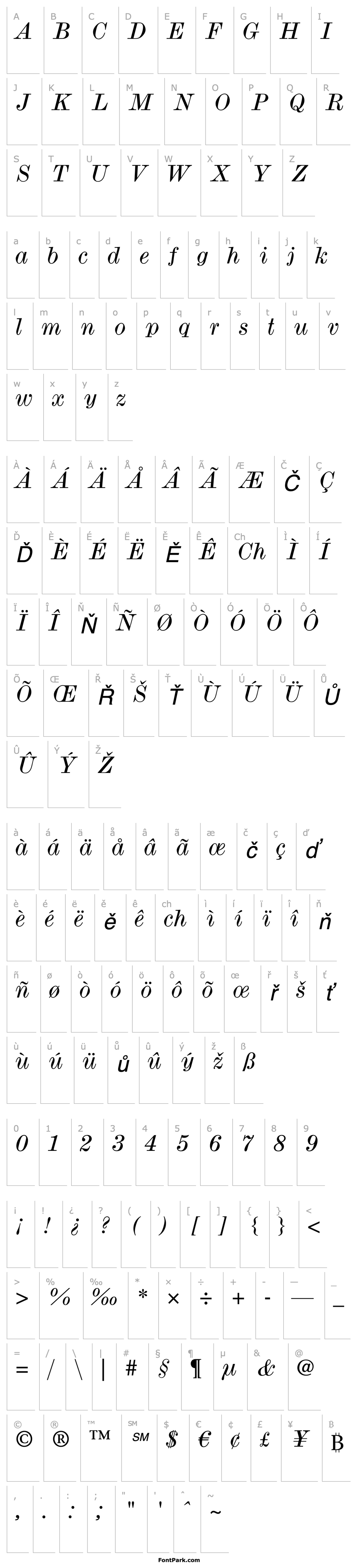 Overview ModernMTStd-WideItalic