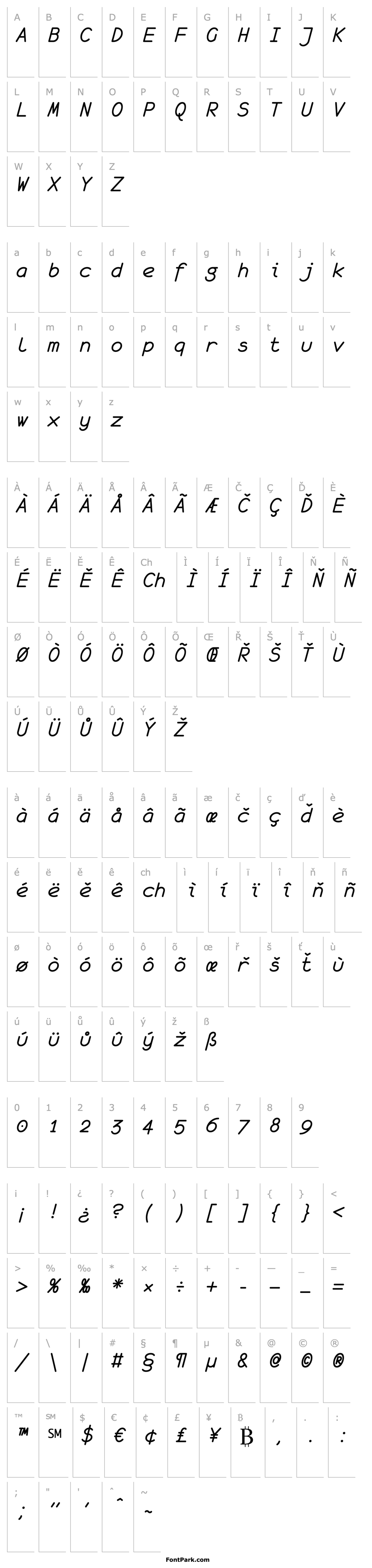 Přehled monofur   italic