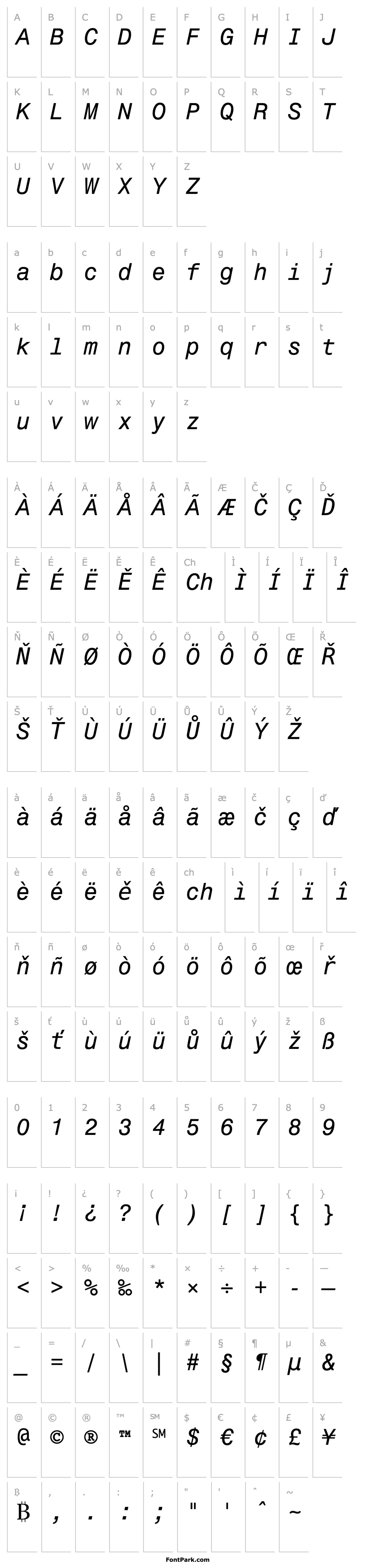 Přehled Monospac821 BT Italic