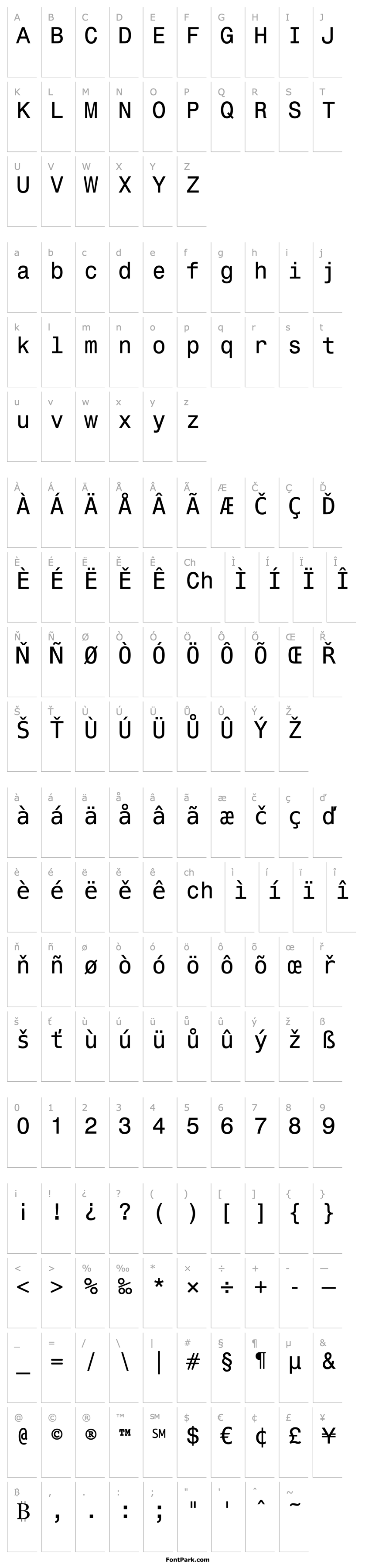 Overview Monospace 821 Greek BT