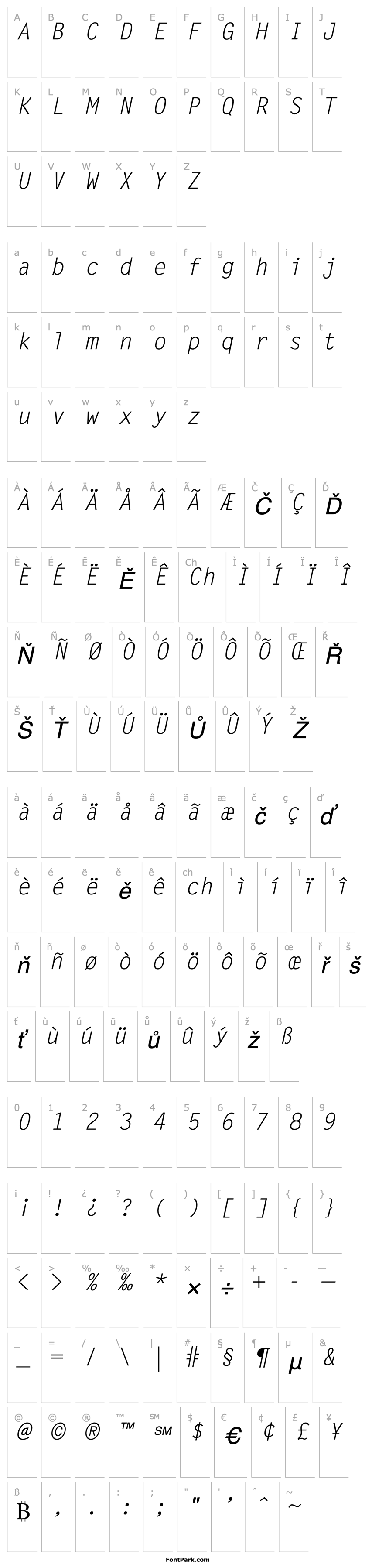 Přehled Monospaced Italic