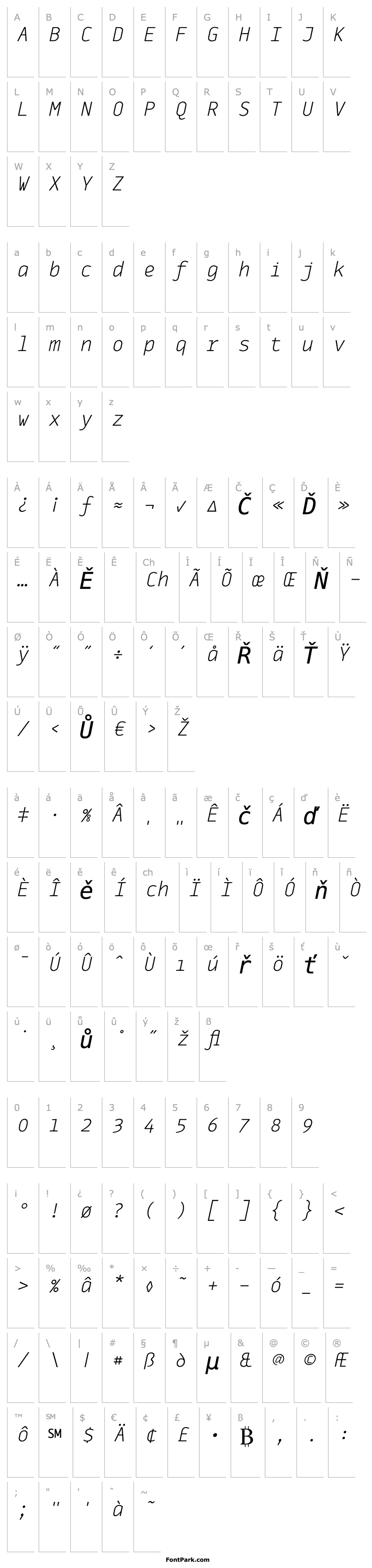 Přehled MonoxExtraLightItalic