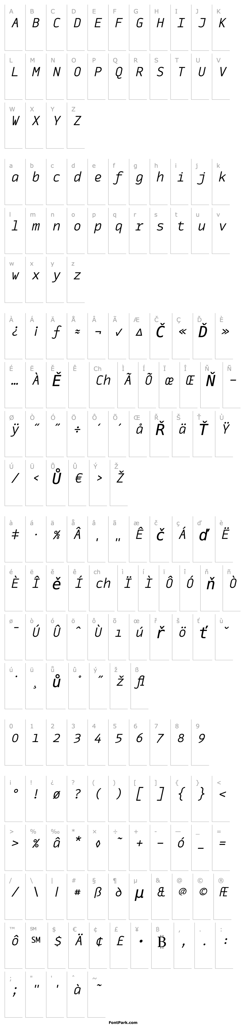 Přehled MonoxLightItalic