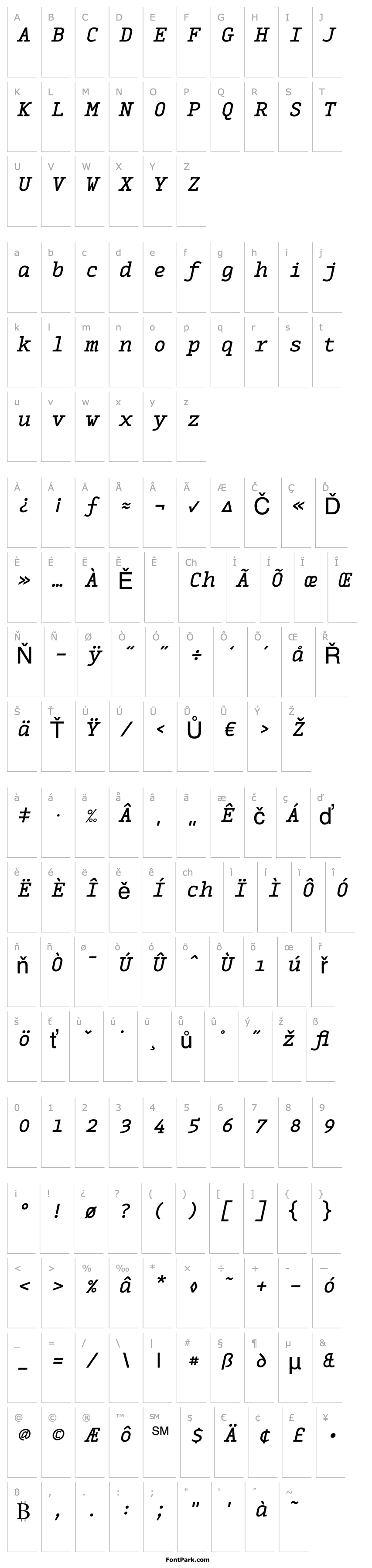 Overview MonoxSerifRegularItalic