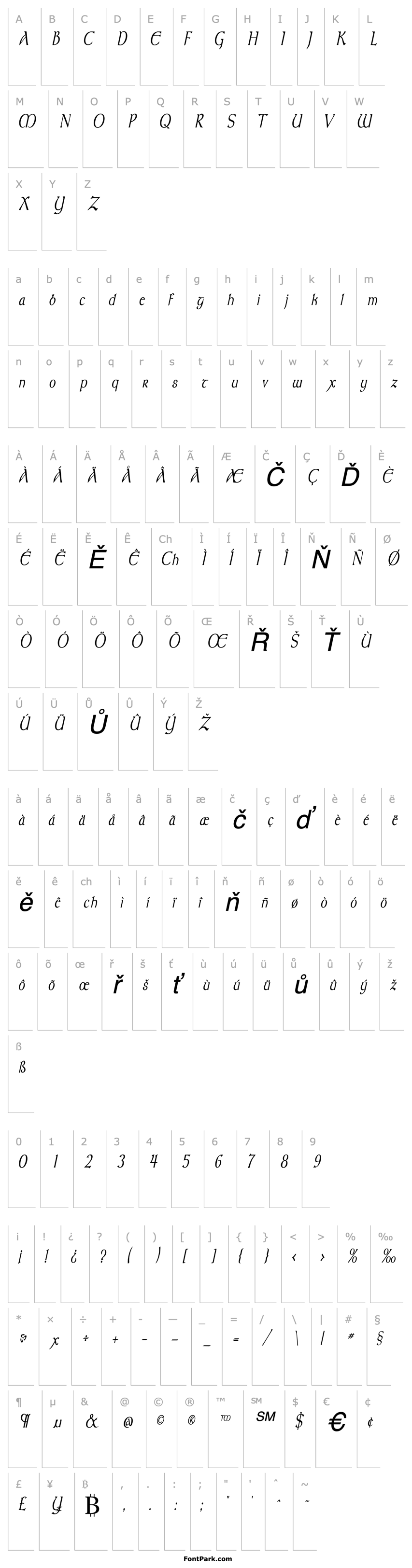 Přehled MoravianCondensed Italic