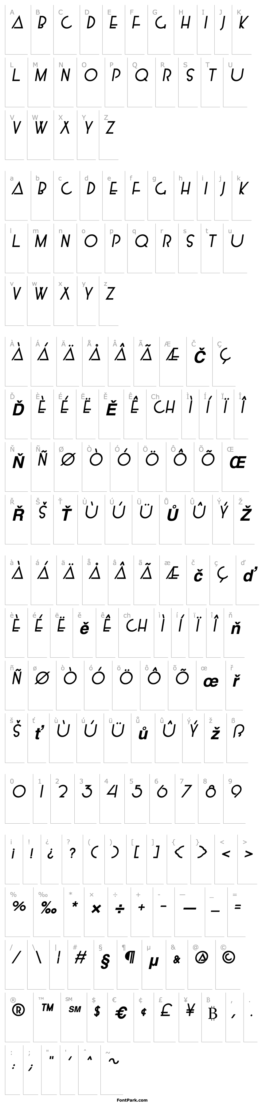 Přehled Mossman Bold-Oblique