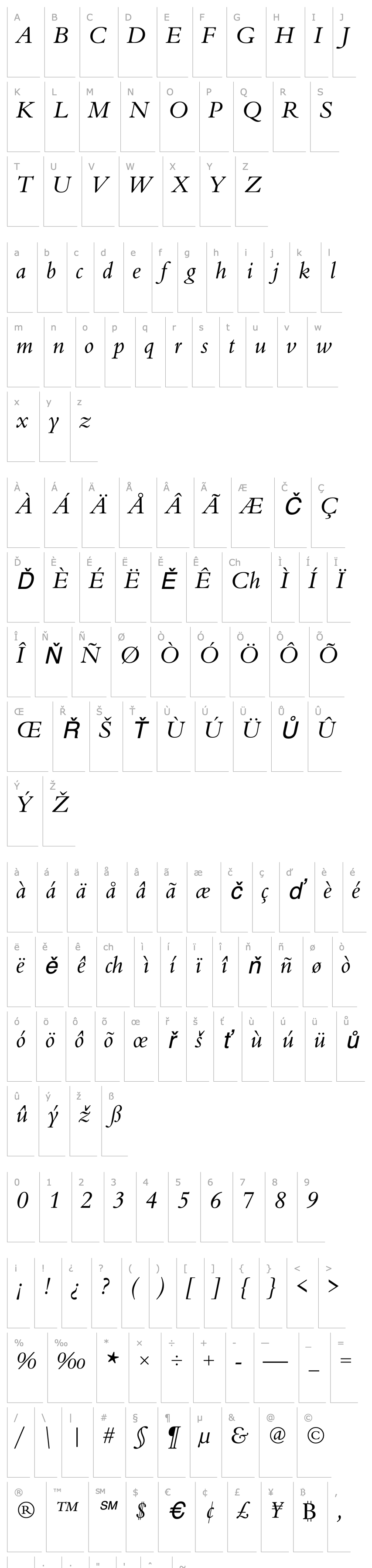 Přehled MVOldstyle Italic