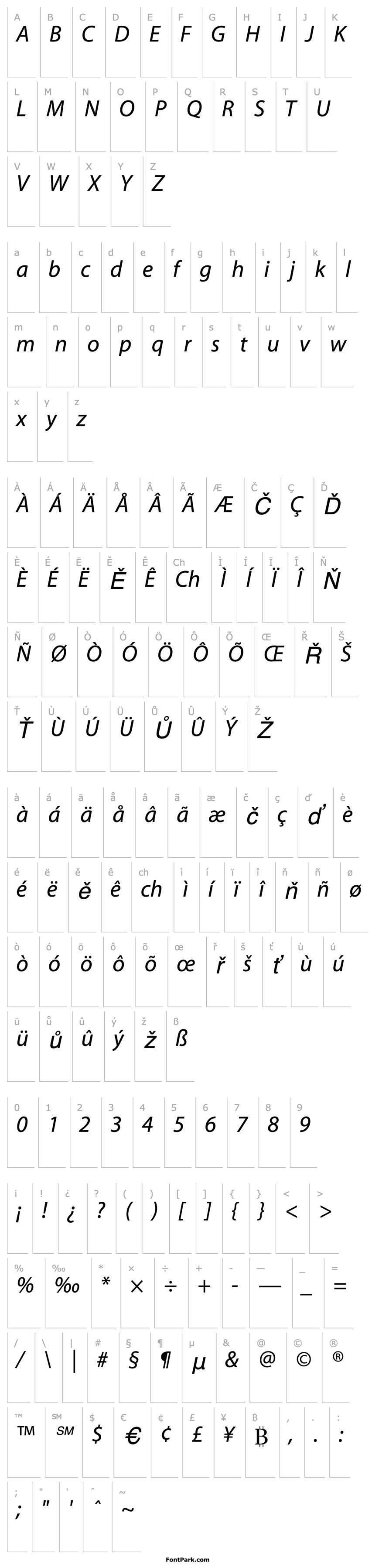 Přehled Myriad Italic