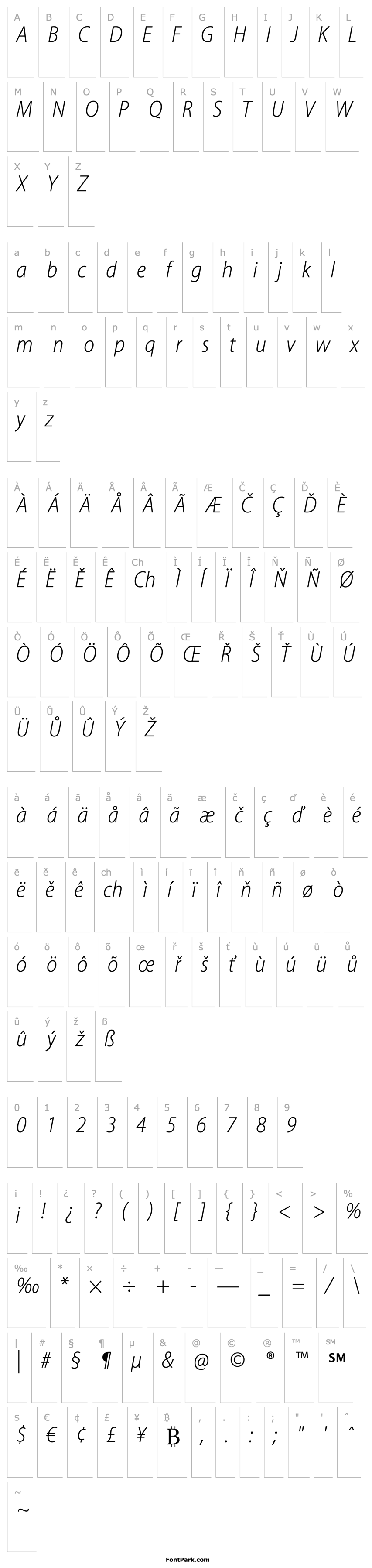 Přehled MyriadPro-LightSemiCnIt