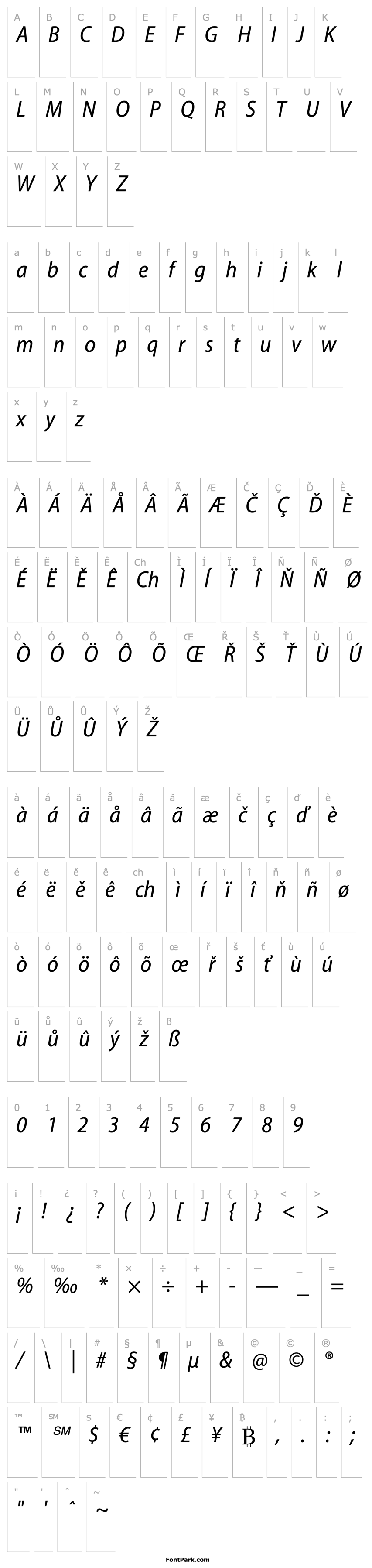 Přehled MyriadPro-SemiCnIt