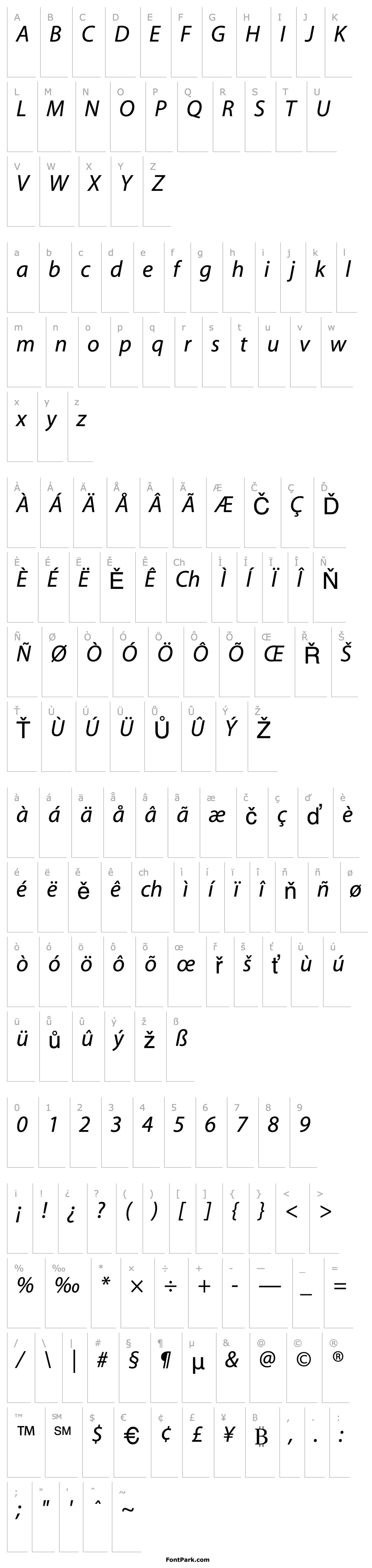 Overview MyriadRegularItalic