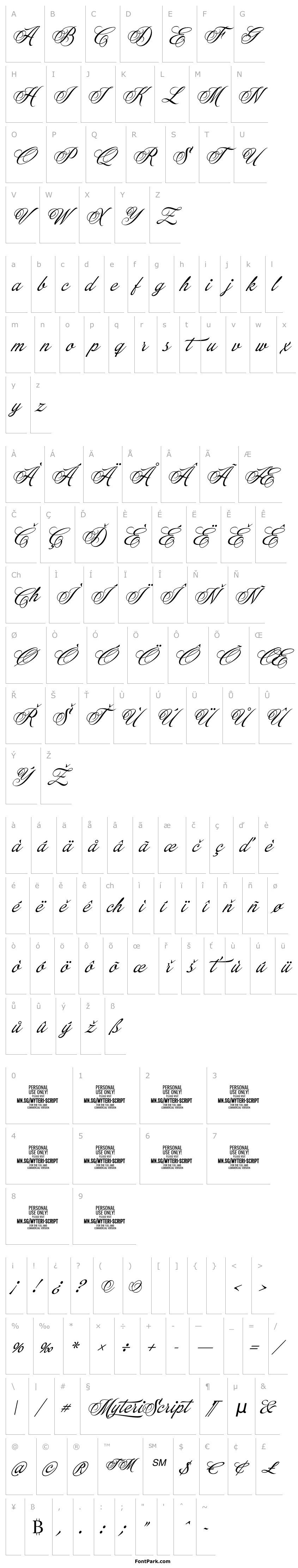 Overview Myteri Script PERSONAL USE ONLY Italic PERSONAL USE ONLY