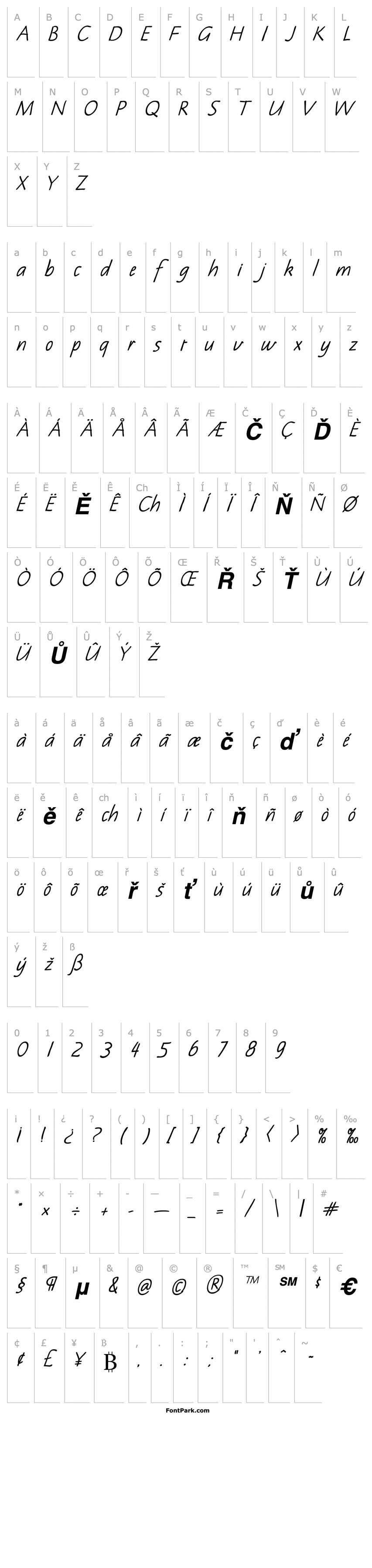 Přehled Notehand Bold Italic