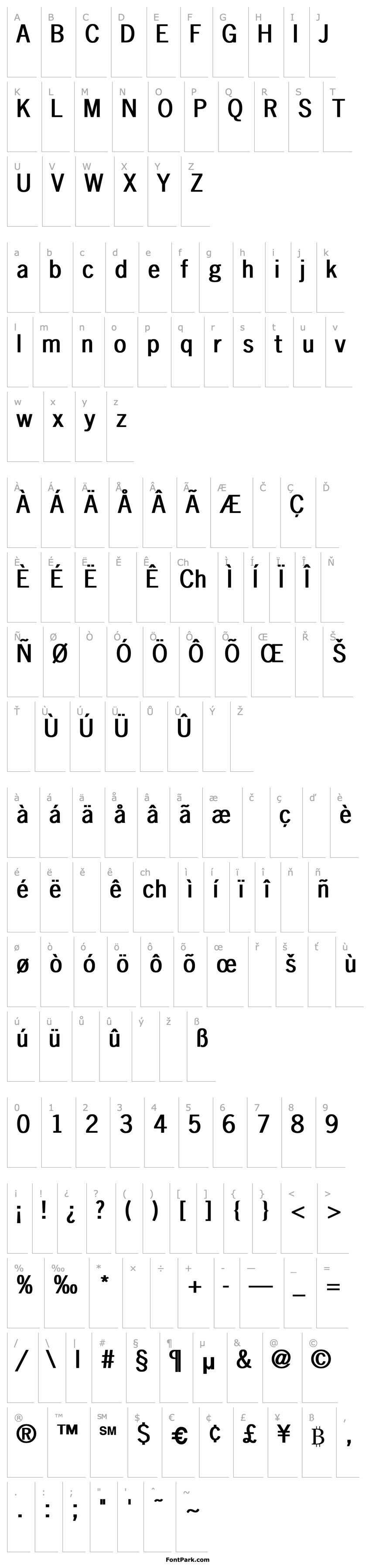 Přehled NewsGothic Bold