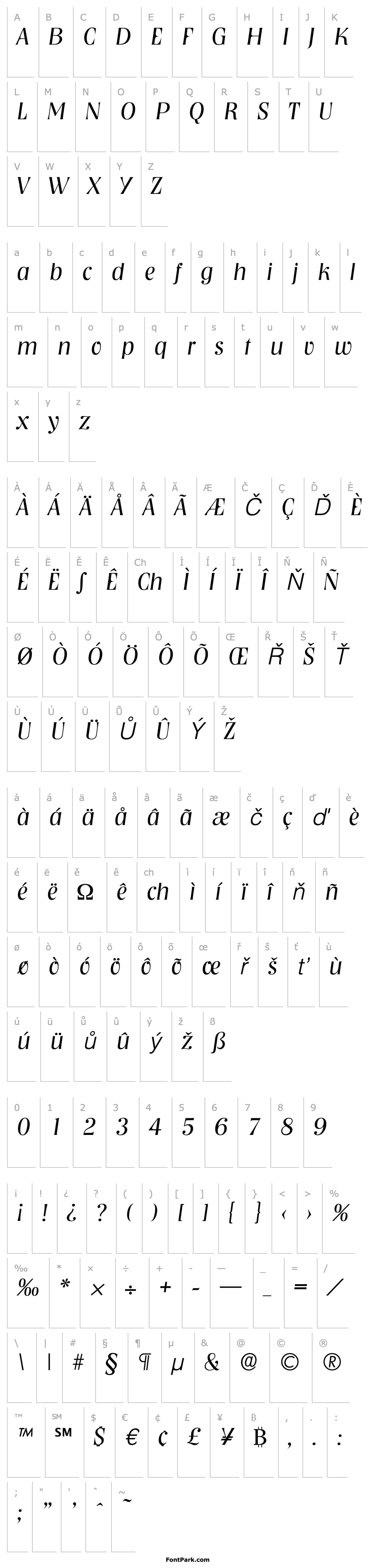 Přehled Nashville-Serial-Light-RegularItalic