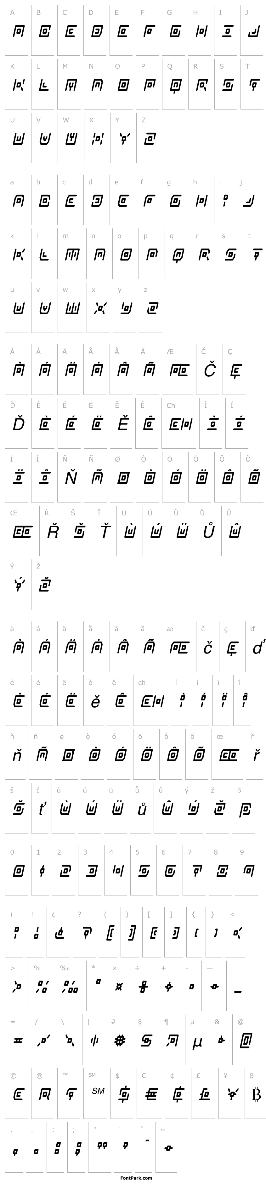 Přehled Neon Circuit Condensed Italic