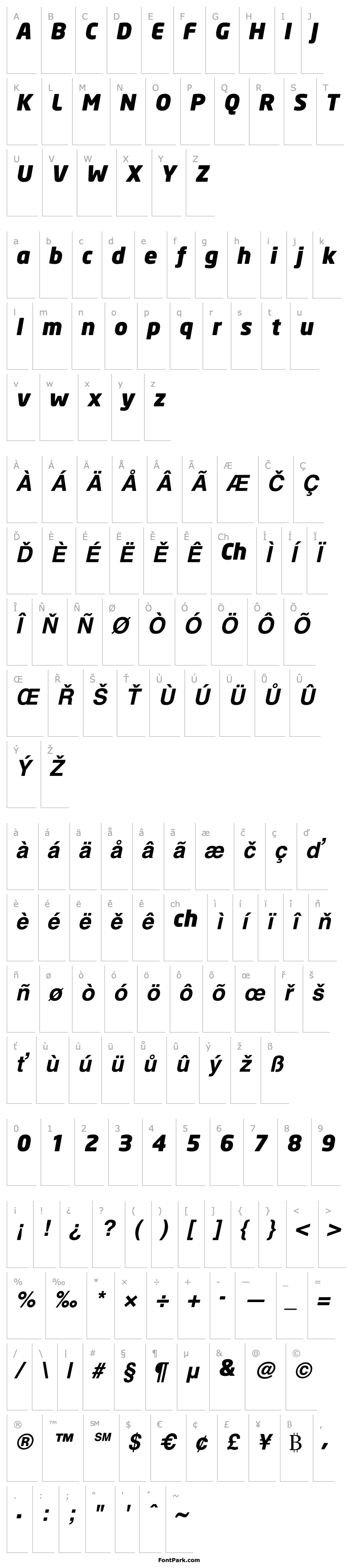 Přehled NeoSans Black Italic