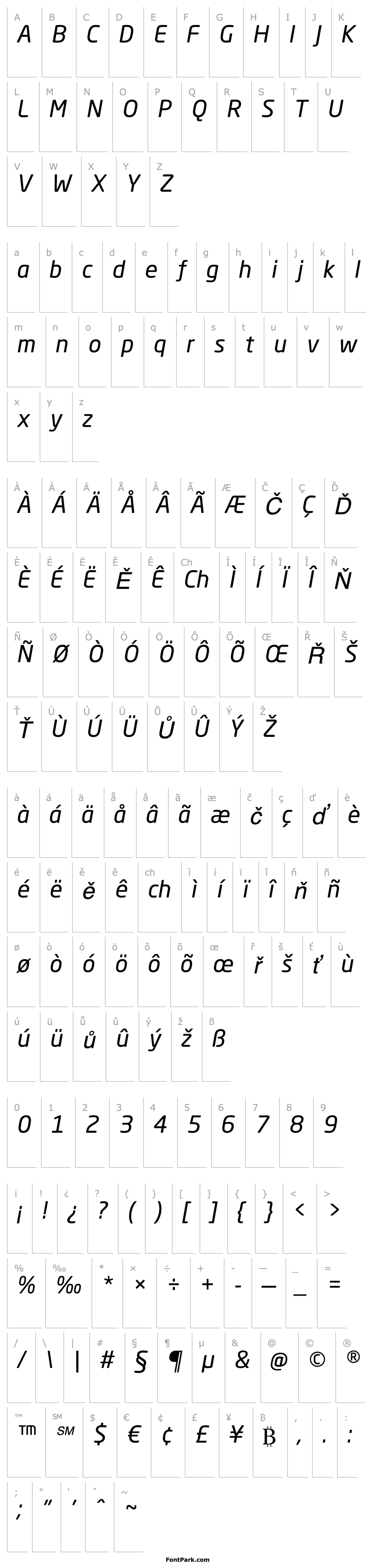 Přehled NeoSansStd-Italic