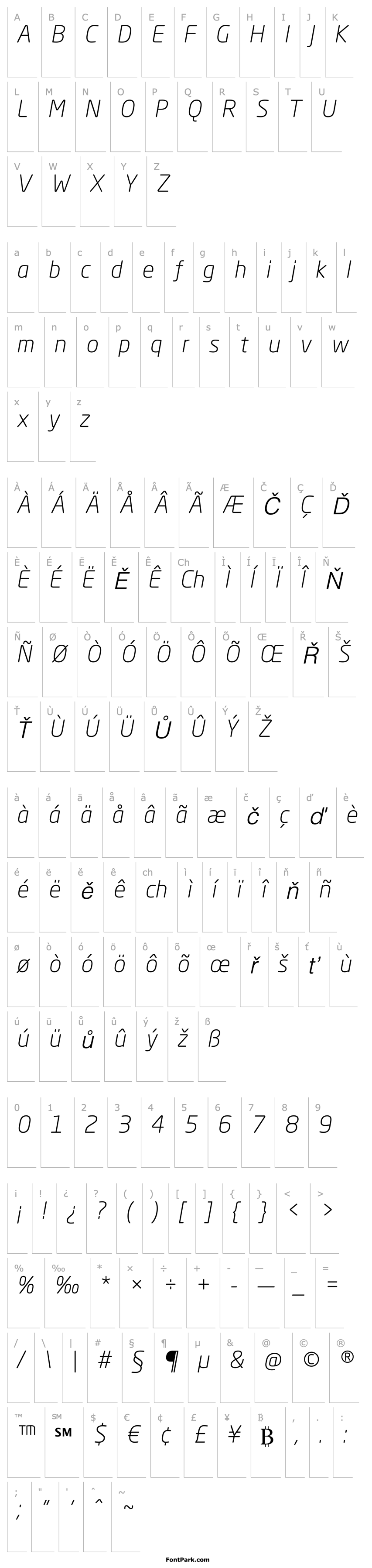 Přehled NeoSansStd-LightItalic