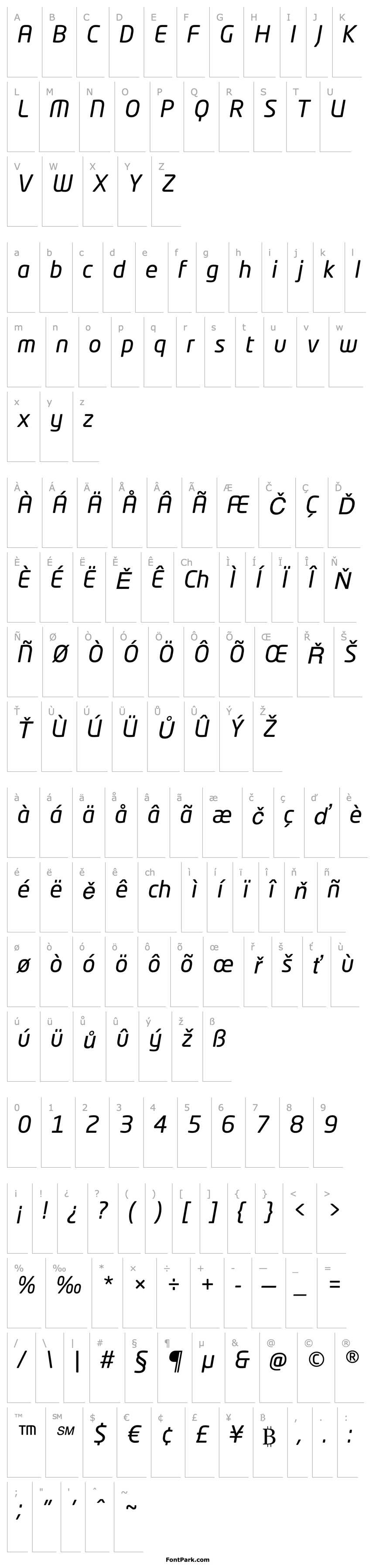 Přehled NeoTechStd-Italic