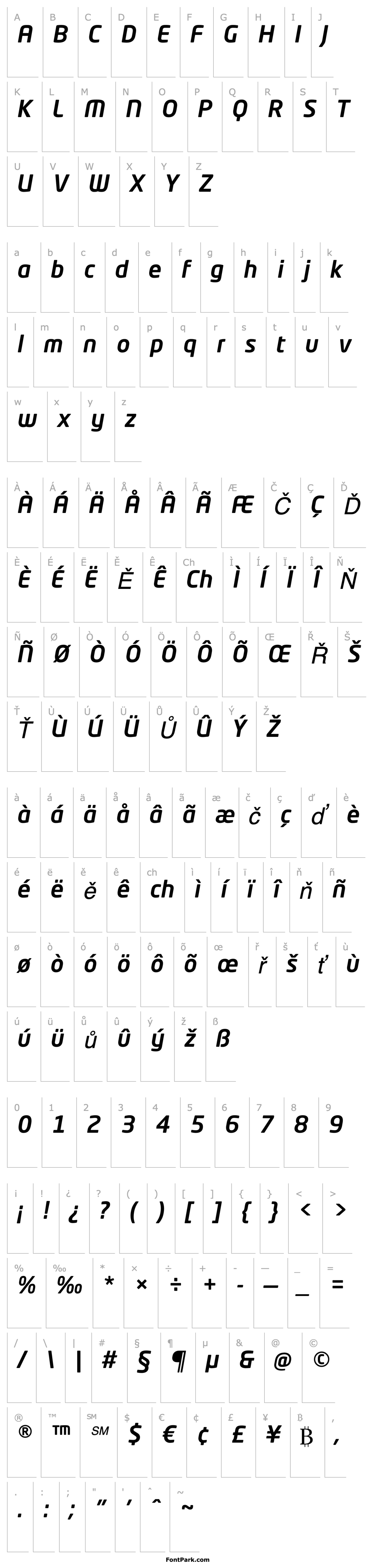 Přehled NeoTechStd-MediumItalic