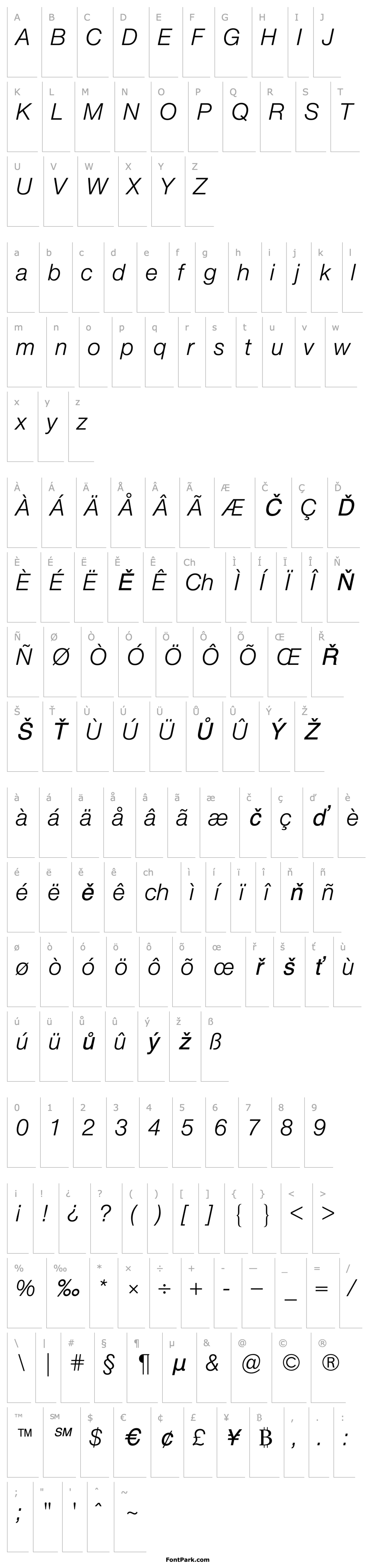 Overview NeueHelveticaBQ-LightItalic