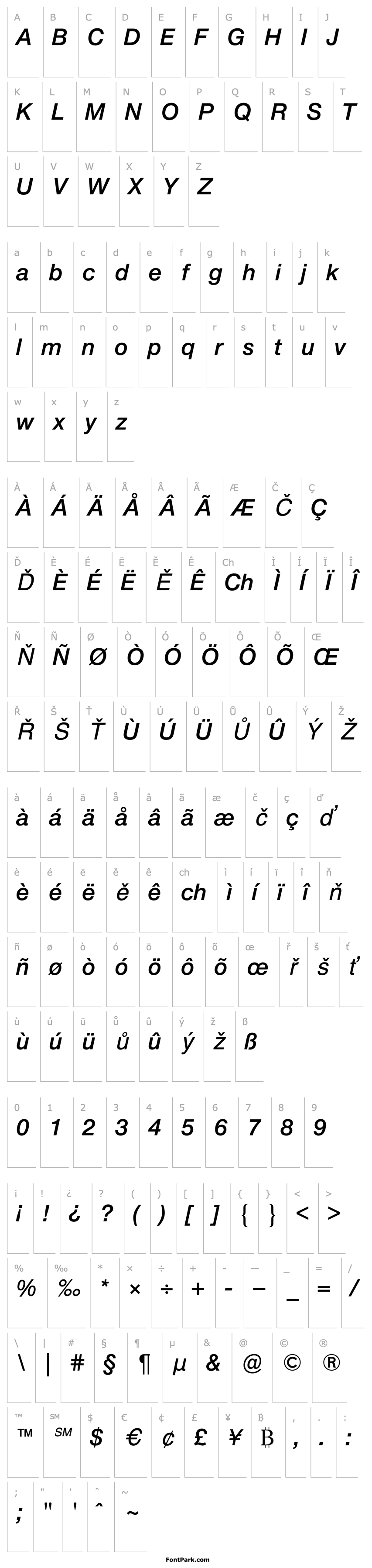 Overview NeueHelveticaBQ-MediumItalic