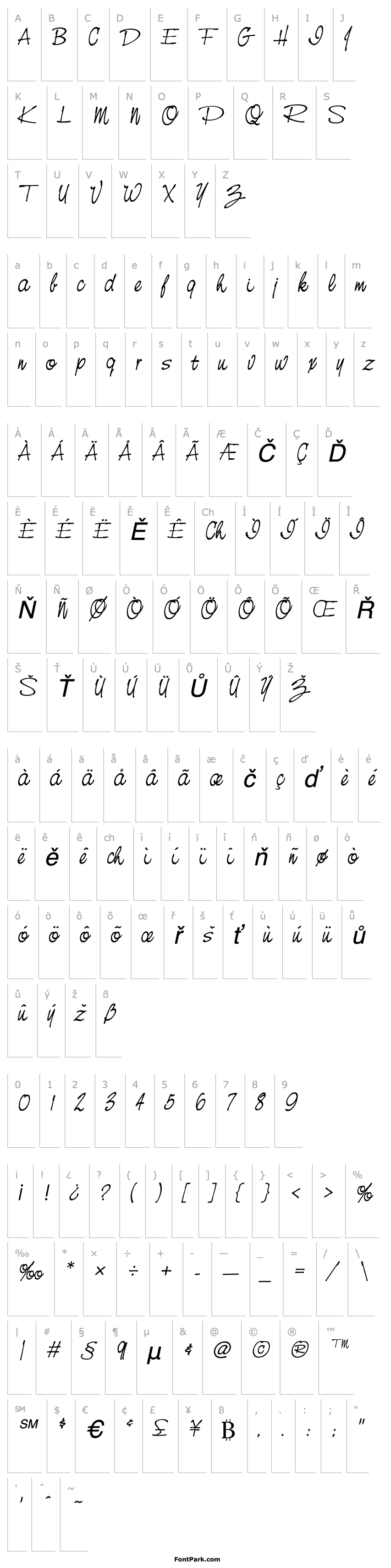 Přehled NevilleScript Italic