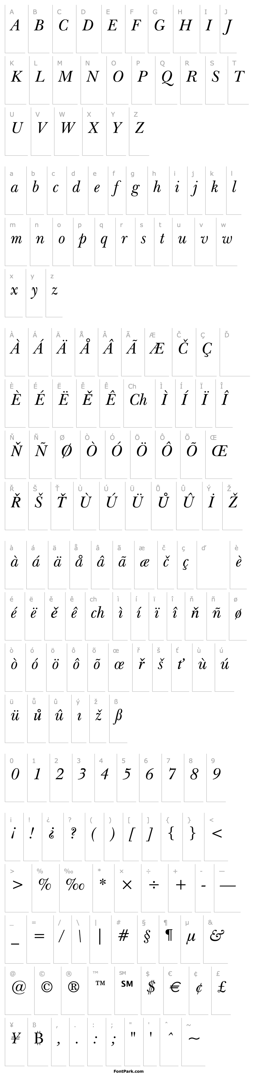 Overview New Baskerville Italic BT