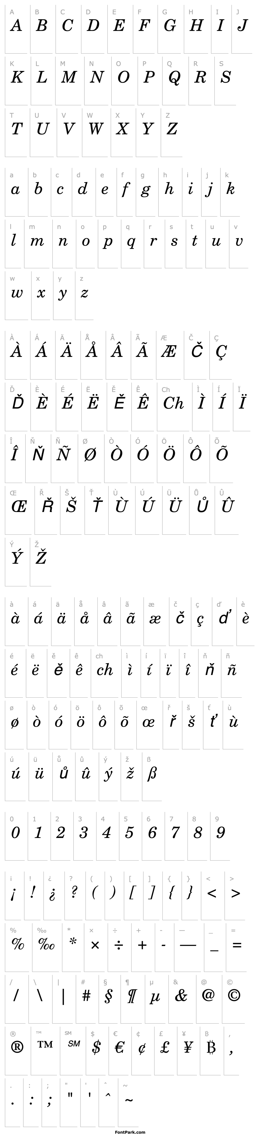 Overview New Century Schoolbook LT Italic