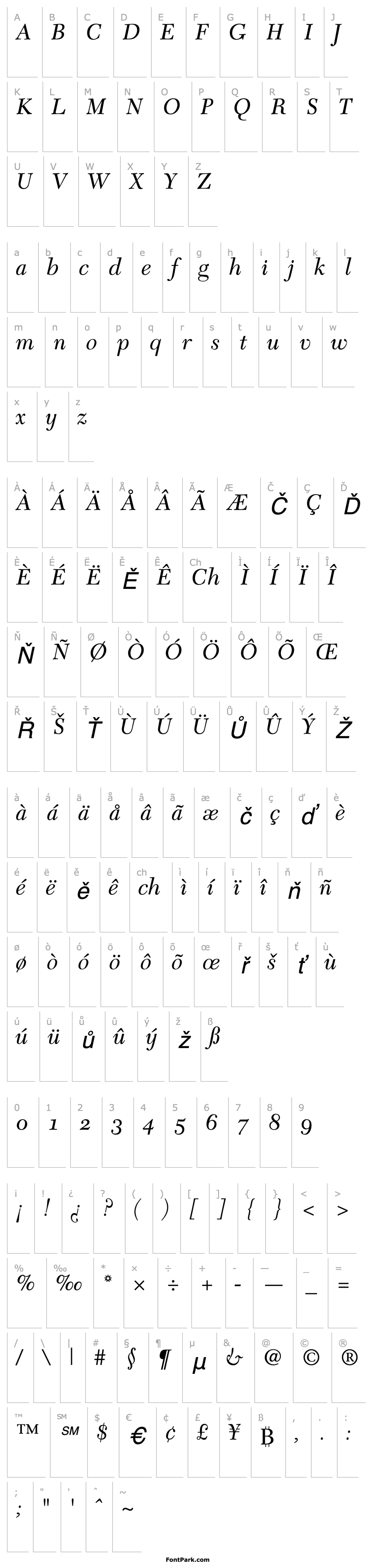 Přehled NewCaledoniaOldStyleFigures-Italic