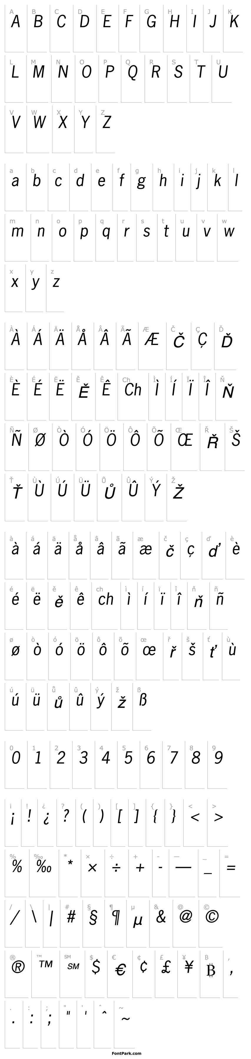 Overview NewsGothic-Oblique