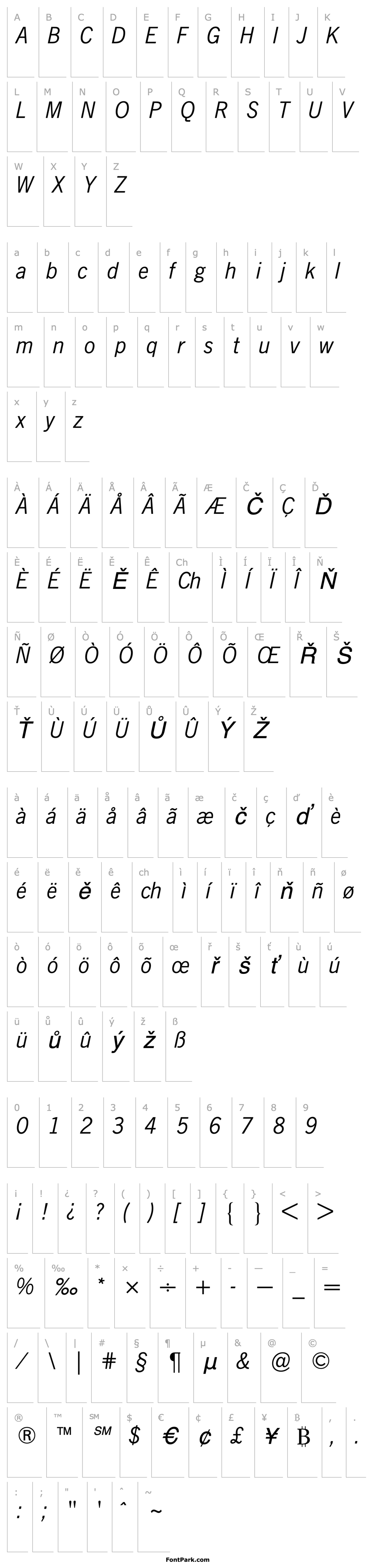 Overview NewsGothicBQ-Italic