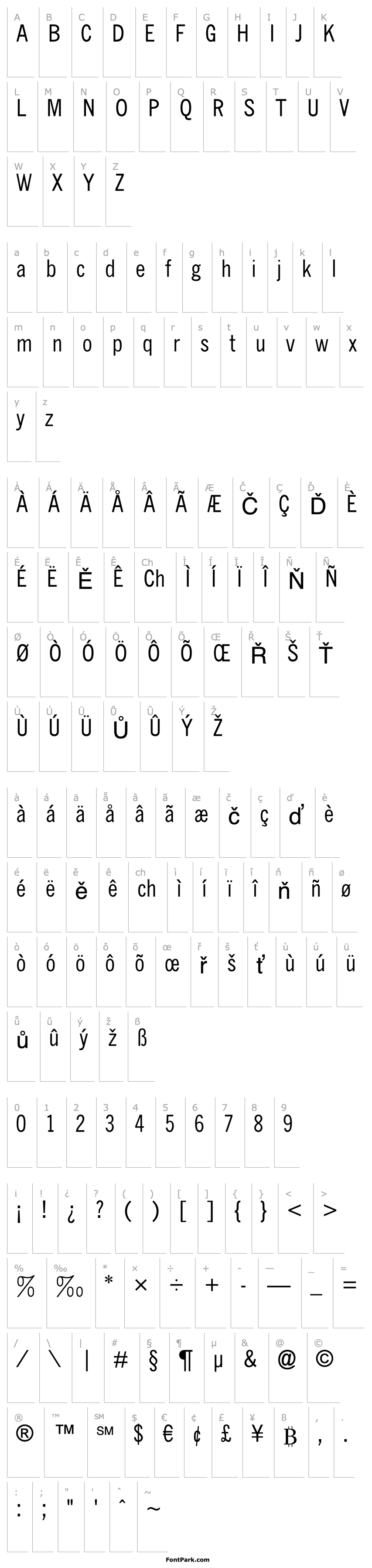 Overview NewsGothicMTStd-Condensed