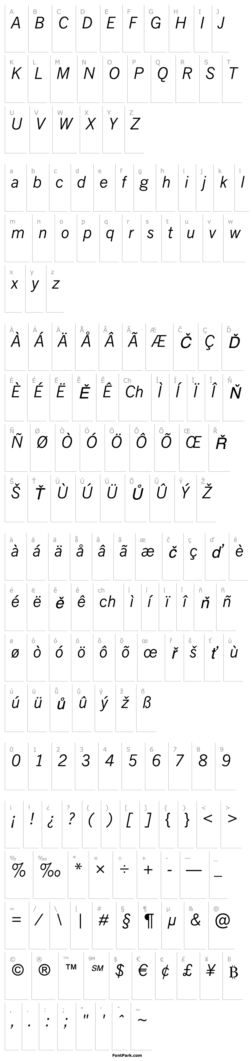 Přehled NewsGothicMTStd-Italic