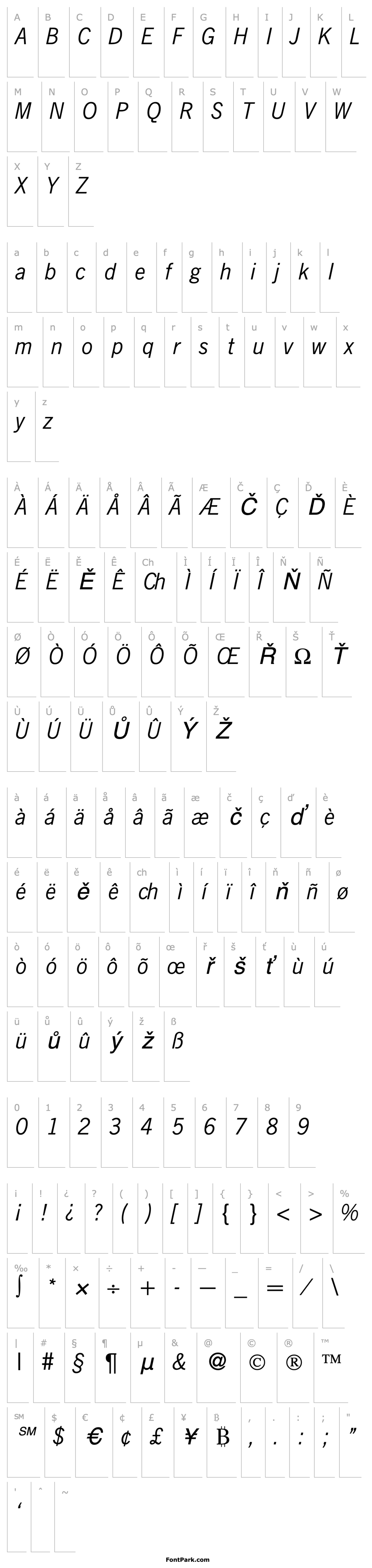 Přehled NewsGothicTwo-RegularItalic