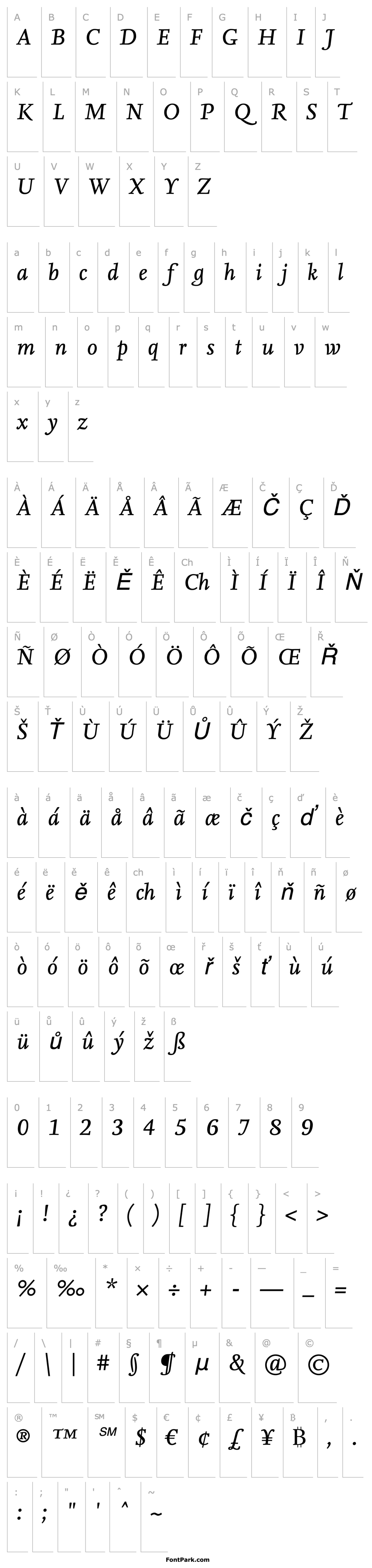 Přehled NexusSerifTF-Italic