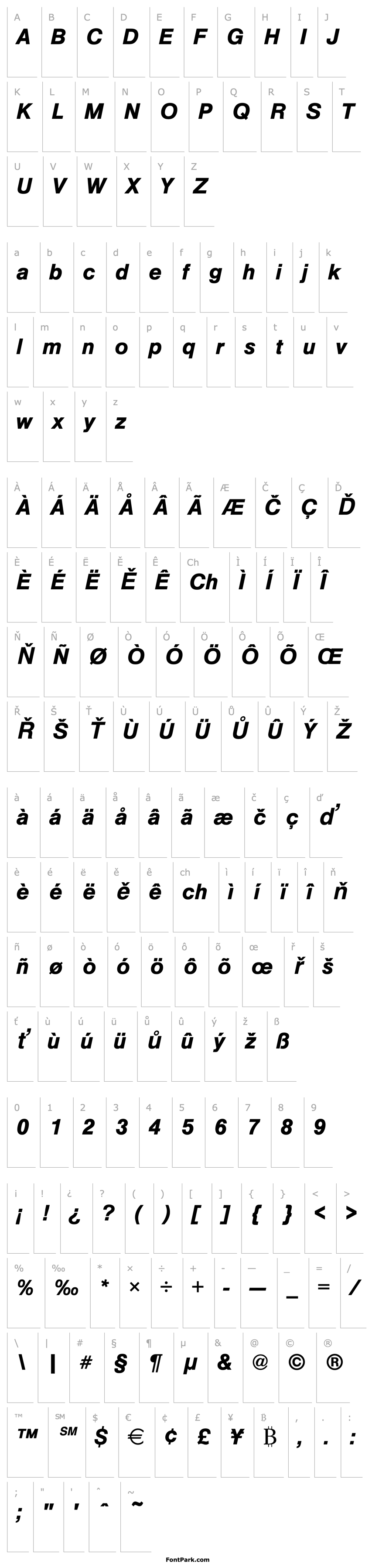 Přehled Nimbus_Sans_Becker_T_Bold_Italic