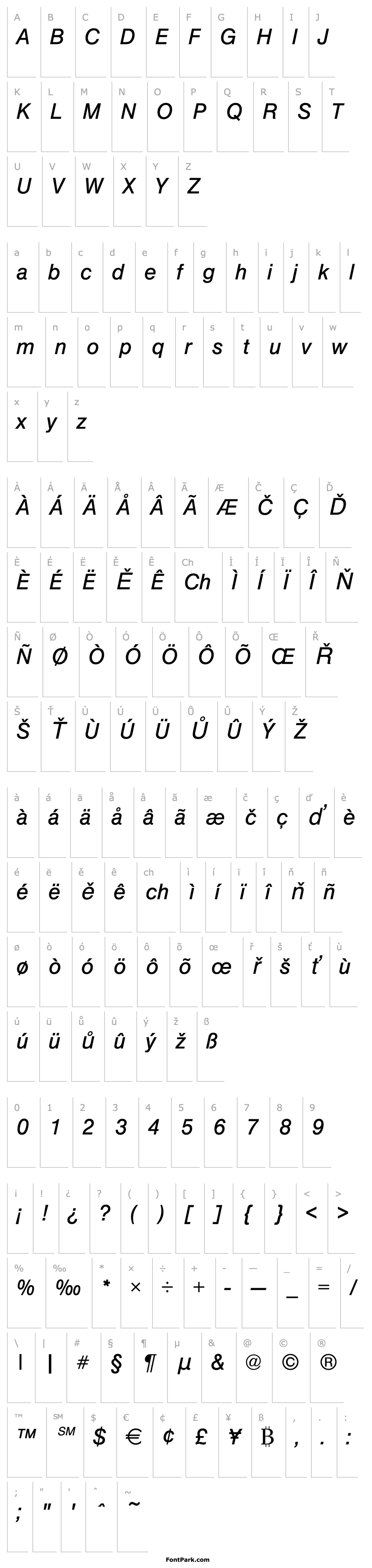 Přehled Nimbus_Sans_Becker_T_Italic