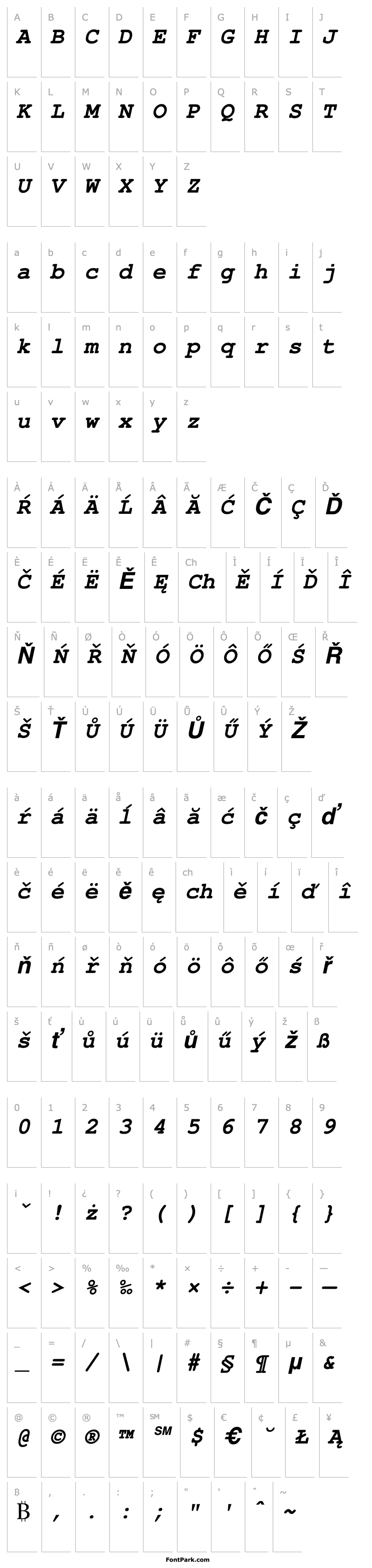 Overview NimbusMonLEE Bold Italic