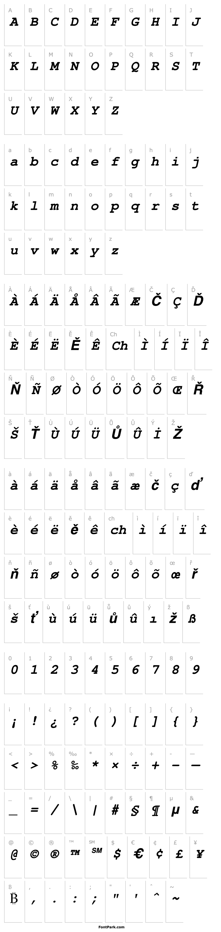 Přehled NimbusMonLTU Bold Italic