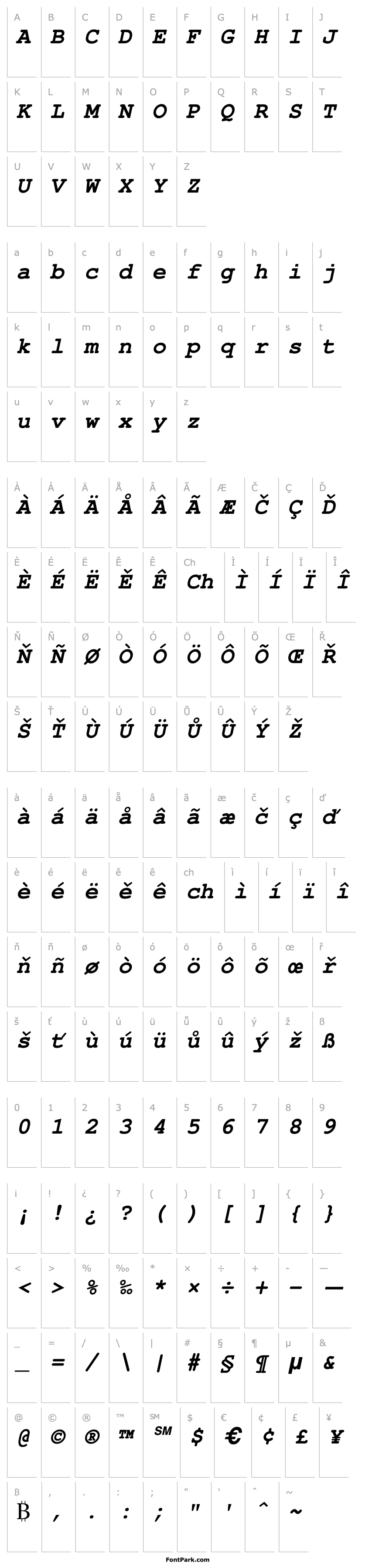 Přehled NimbusMonLUN Bold Italic